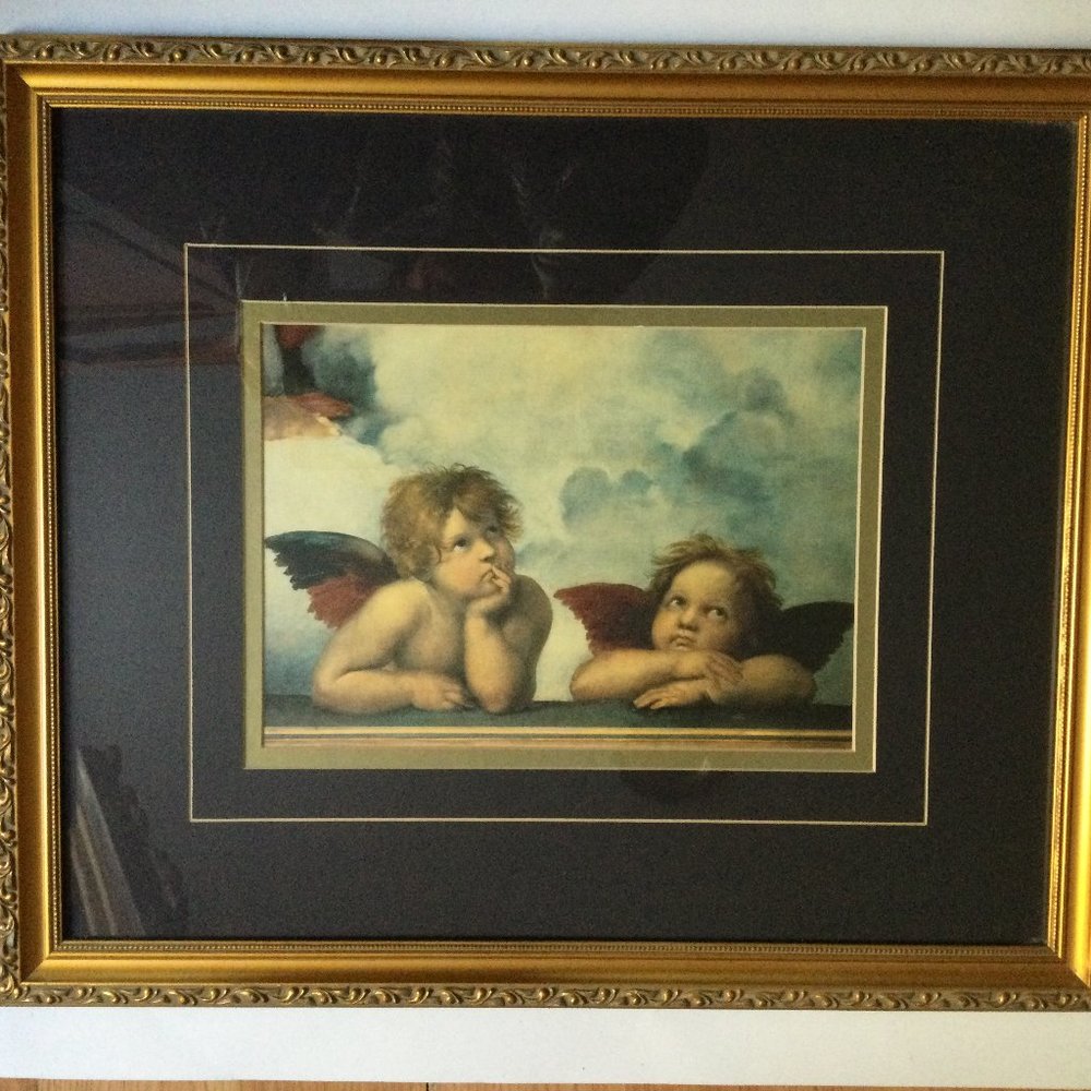 Print of angels cherubs fancy frame spiritual wall art home decor wall hanging